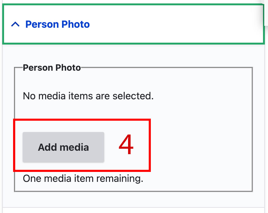 Screenshot of the Person Photo "Add media" button