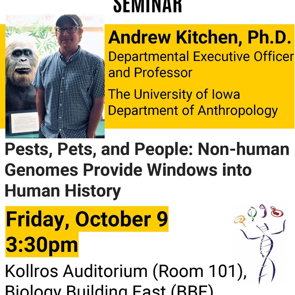 Biology Seminar: "Pests, Pets, and People: Non-human Genomes Provide Windows into Human History" promotional image